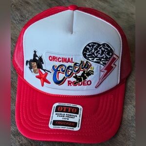 NWT OTTO Red and White Trucker Hat with Snapback Closure